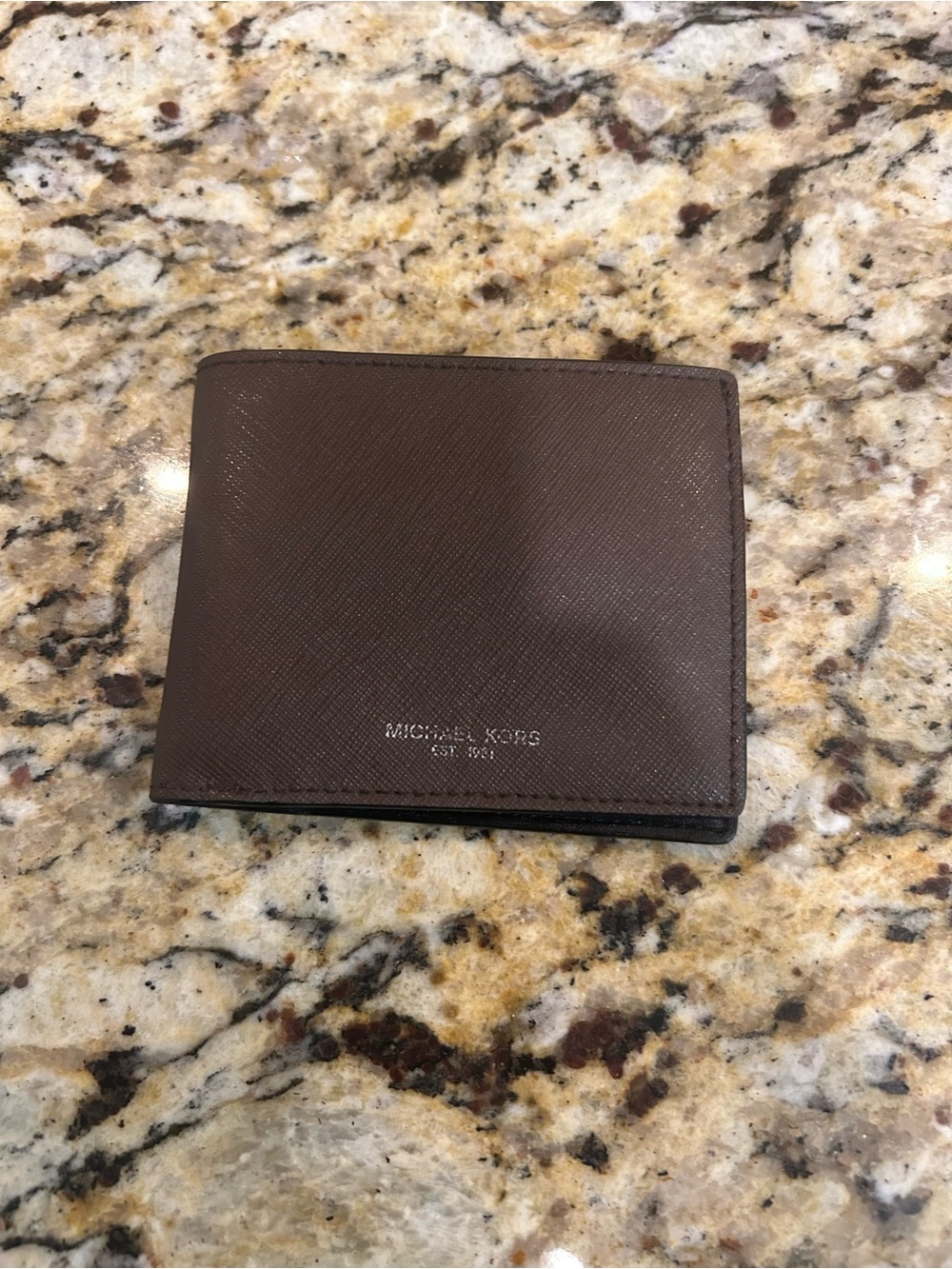 Michael Kors Men's Dark Brown Leather Wallet with Logo